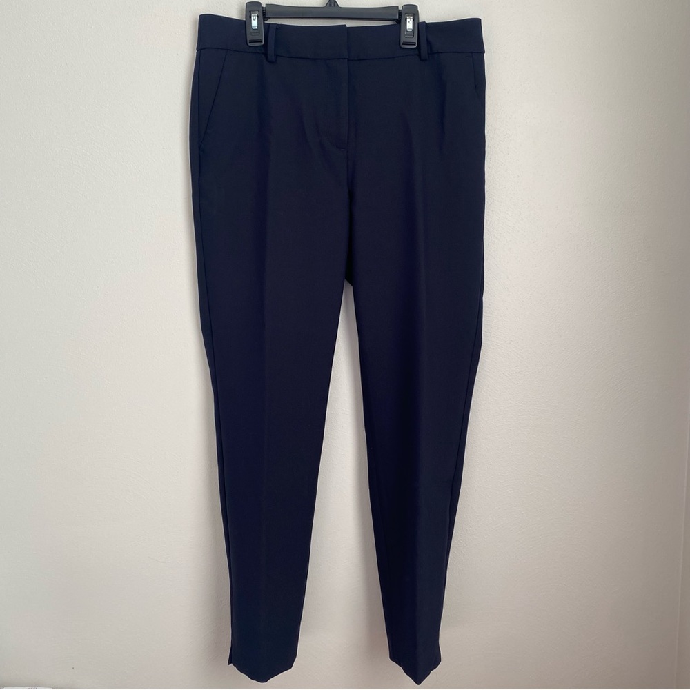Talbots Hampshire Ankle Pants Size 8 Straight Leg Navy Blue Stretch Zip Fly